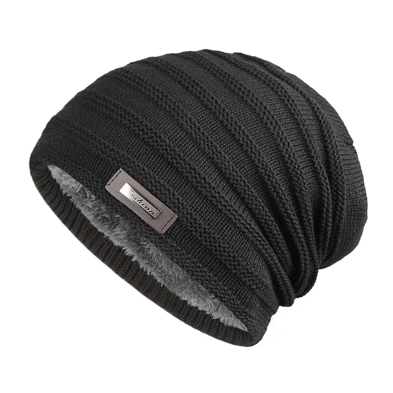 Mens fleece beanie hat thick fleece lined knitted skullcap  display picture 1