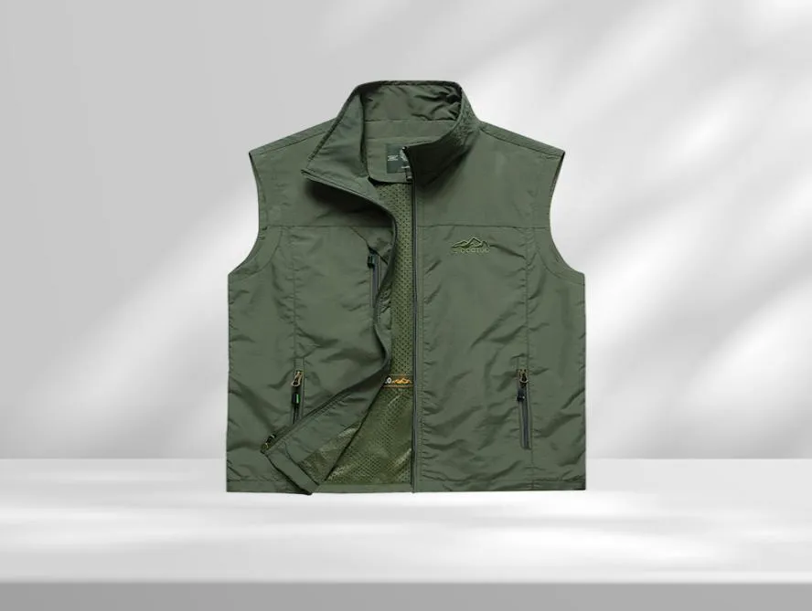 Viete en filet d'été Men de vêtements d'extérieur minces respirant multi-poche classiques gilet mâle pographe mâle sans manche de randonnée de randonnée 8843975