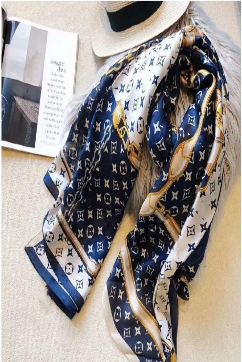Nouvelle femme écharpe en soie de haute qualité foule de soie longue sécurisation d'impression florale classique foulard taille 180x90cm3709508