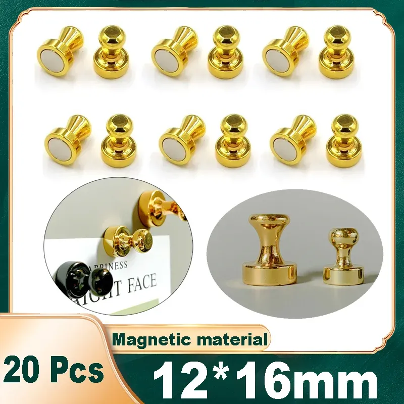 20 Pcs Gold Magnet Pins Magnetic Push Pins Neodymium Magnets Pin Magnetic Thumb Tacks Sucker for Whiteboard Refrigerator Kitchen