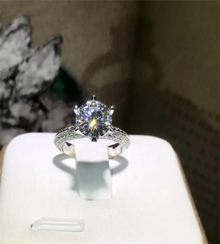 Solitaire 1CT Lab Ring Diamond 100 Real 925 Sterling Silver Engagement Rings Baia de casamento para mulheres Moissanite Jóias Presente8958516
