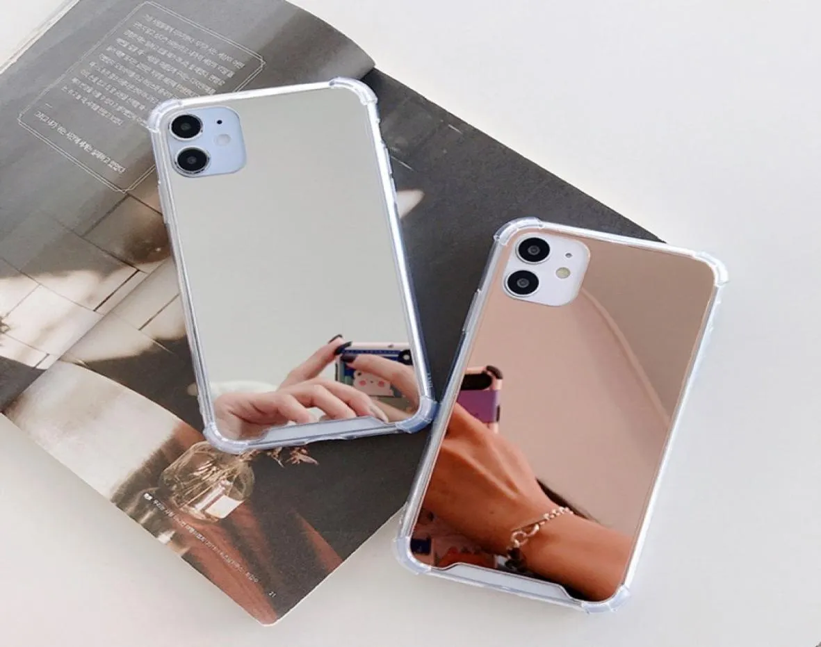 Girls Women Cute Shockproof TPU PC Mirror Mobile Phone Cases For iPhone 13 12 11 Pro X XR XS Max Four Corners Protective AntiShoc1365668