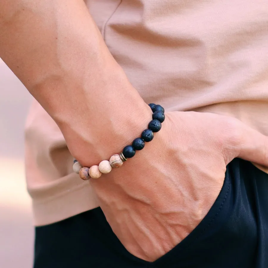 Bicolor Beaded Natural Stone pandora jewelry bracelet for