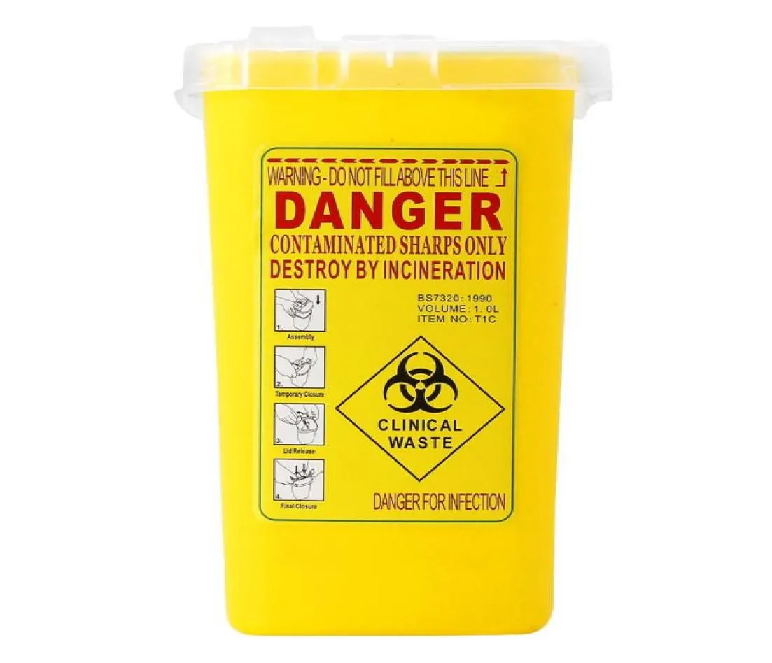 Tatouage Medical Plastic Sharps Container Biohazard Aigueur Élimination de la taille 1L Taille Box pour les déchets infectieux Boîte à déchets 3476455