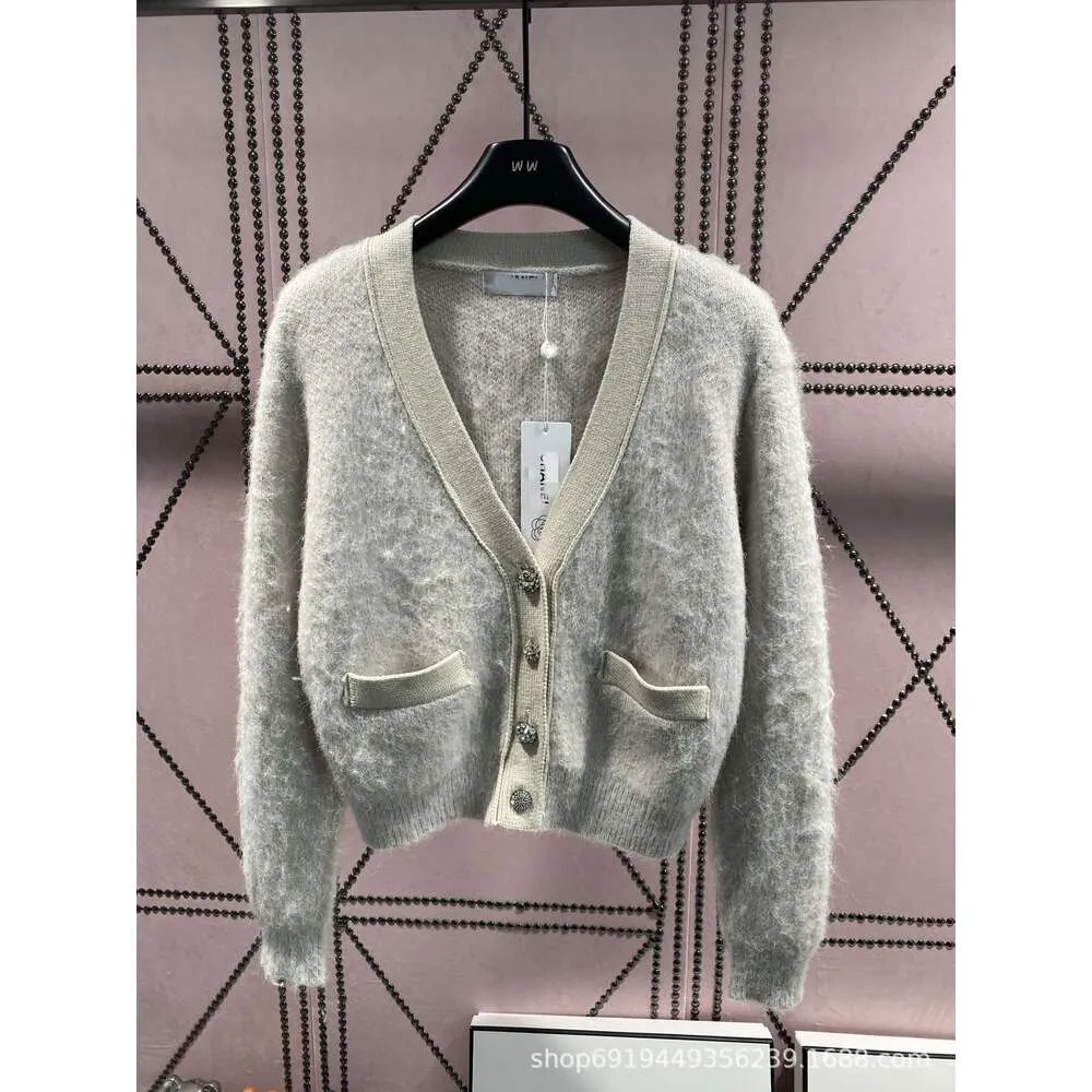 Chandails pour femmes automne / hiver Mohair V-collier en tricot en tricot à lourds