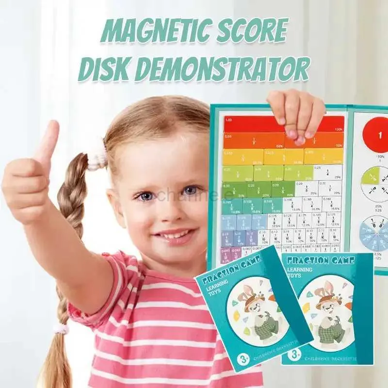 Gartendekoration Magnetic Score Disk Vorführungs Kinder Magnetfraktion Lernen Mathematikspielzeug Holzfraktion Buch Set Aidsarithmetisches Lernen 240412
