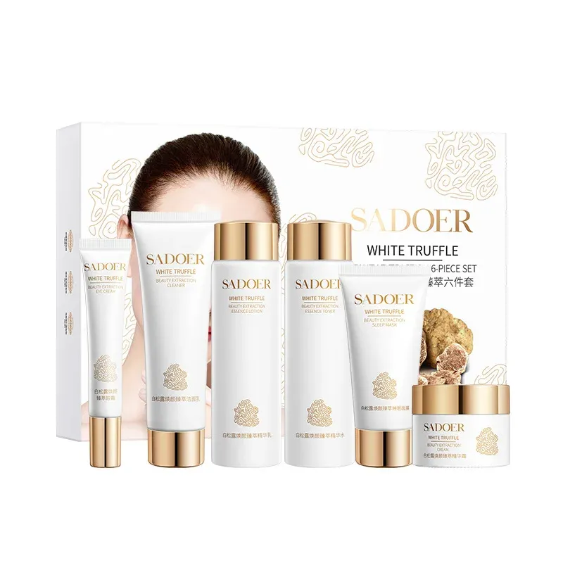 Top White Truffle Radiance and Essence Conjunto de seis peças de produtos hidratantes, iluminadores e firmes de cuidados com a pele