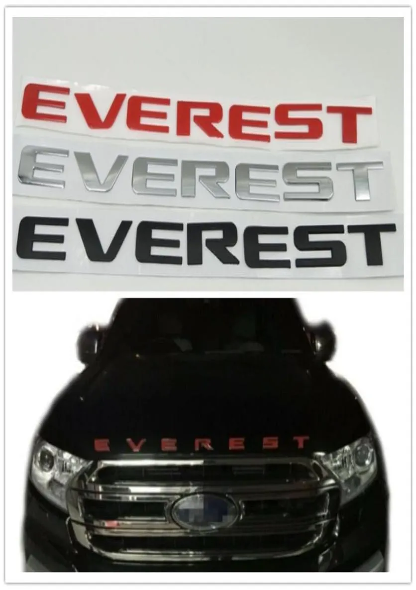 For Everest Car Front Head Emblem Logo Sticker Bage Letters Nameplate Decals2740778