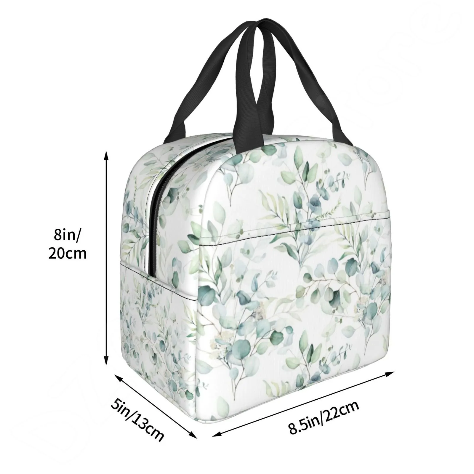Spring Leaf Floral Sage Thermal Lunch Bag Izolowane pudełko na lunch dla kobiet Bento Bento TOTE TORBO DO PROBURE