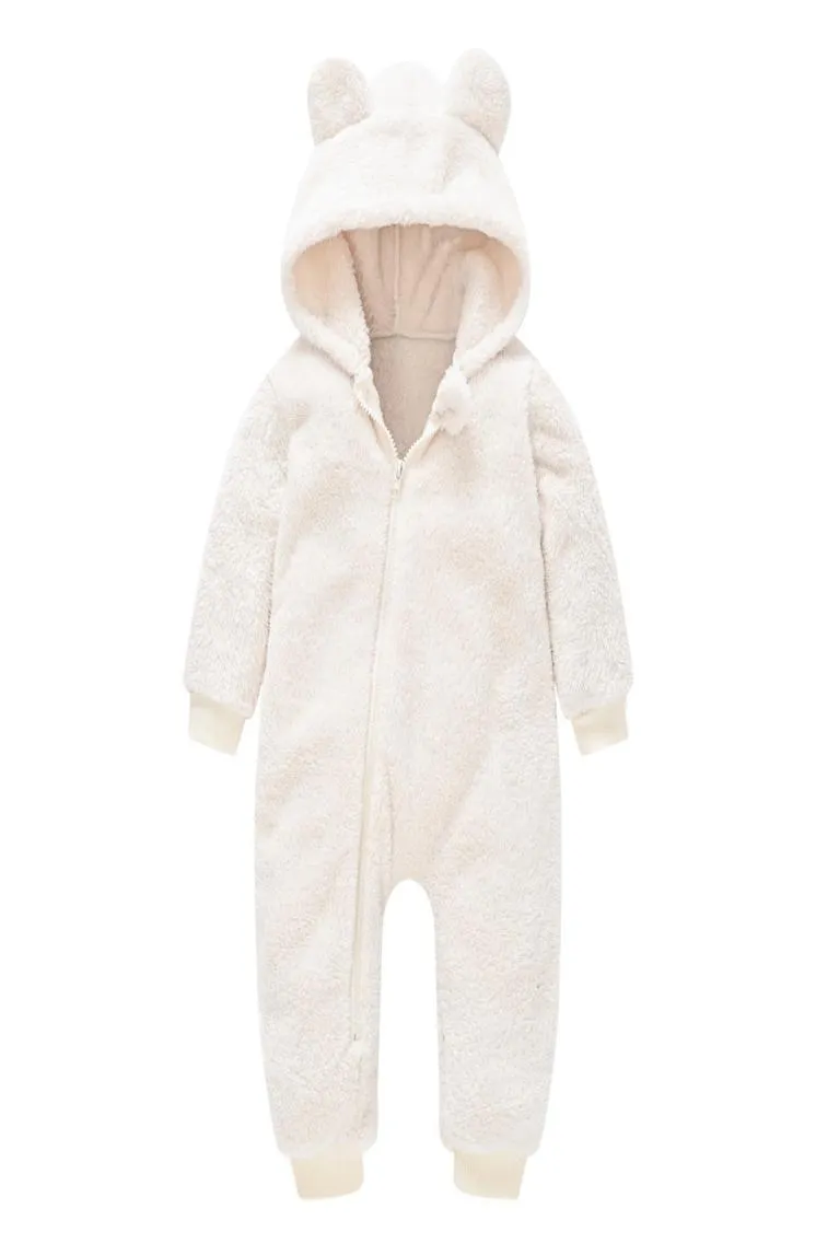 Vêtements pour bébé nouveau-nés pour bébé manteau en fausse fourrure Roupers pour filles garçons portez l'hiver chaud à la combinaison épaisse à capuche épaissie