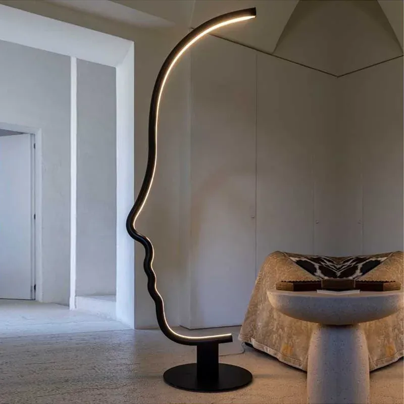Adjustable LED Curved Standing Lamp With Human Face Design For Living ...
