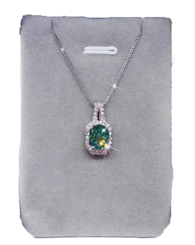 Round 2Ct Green Moisanite Pendant 925 STERLING Silver Charm Pendants Collier pour femmes Bijoux de Choker Farty Gift5302673
