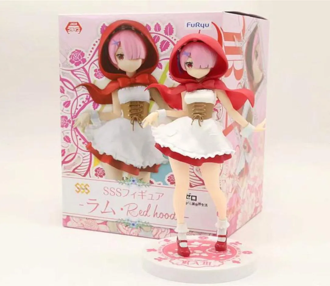 Japan Anime re Life dans un monde différent de Zero Ram Figure Red Hat Rem Rem Figure Figure de décoration Collectible Modèle C02203035010