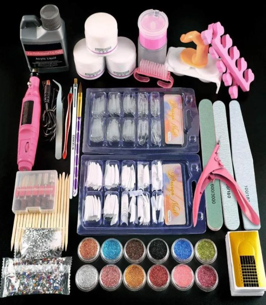 Nail Art Kits Professional Full Acryl Kit mit 120 ml flüssigen Dekorationen für Manicure -Werkzeuge4000697
