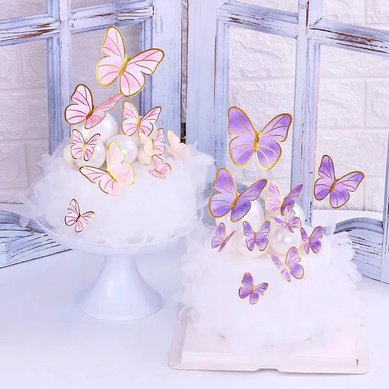 Party Supplies Celebrity Paper Butterfly Cake Decoration Creative Baking Golden Stamping Card Insertion Birthday