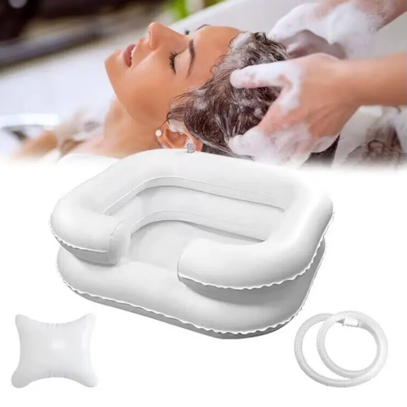 Bassin de lavage de cheveux portables avec tube de vidange pour le shampooing gonflable handicapé Lit de baignoire