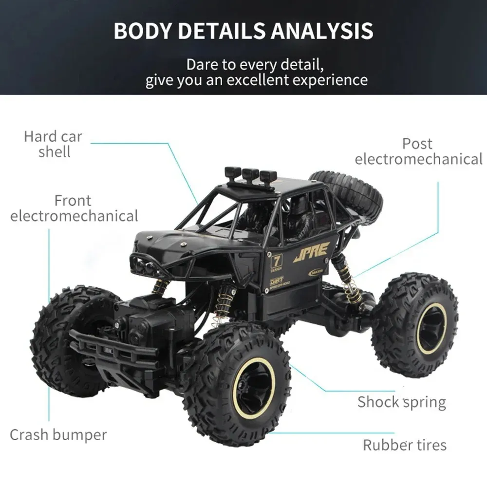 4DRC 4WD Buggy Fuoristrada Con Luci LED - Camion RC 1:16 Per Avventure Off-Road