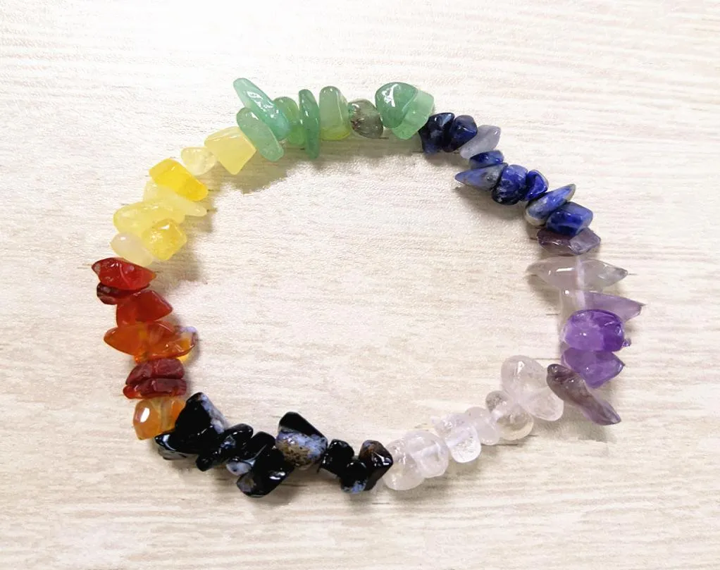 Bracelets d'oeil Tiger Stone Natural Stone Bracelets 7 Chakra Reiki Crystals Crystals Chips Single Strand Femmes Bracelet2700583