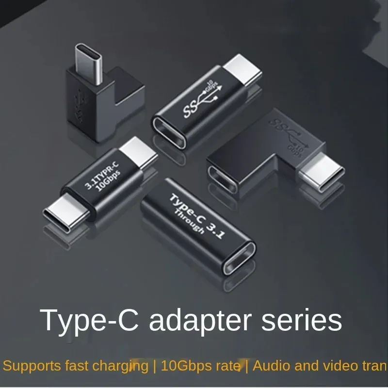 USB C Adaptateur féminin à féminin 10 Gbbps Type de taux C adaptateur C Adaptateur de convertisseur USB-C à angle droit à 90 degrés pour téléphone intelligent