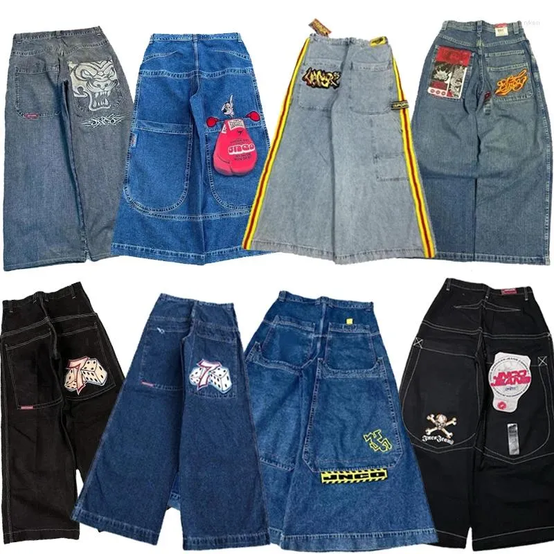 Frauen Jeans jnco baggy y2k Männer Streetwear High Tailled Hip Hop Sticked GH Qualitätskleidung Harajuku ästhetisches Weitbein