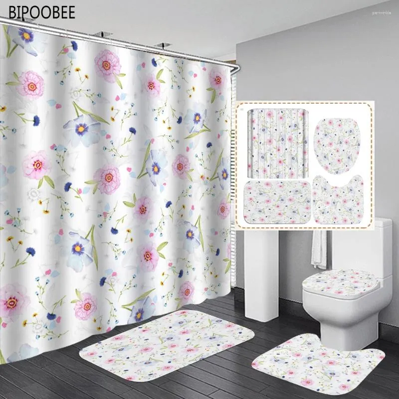 Tende da doccia bellissime fiori tende tessuto tende bianco tappeti anticidi bianchi tappeti da bagno tappeto durevole bagno con ganci