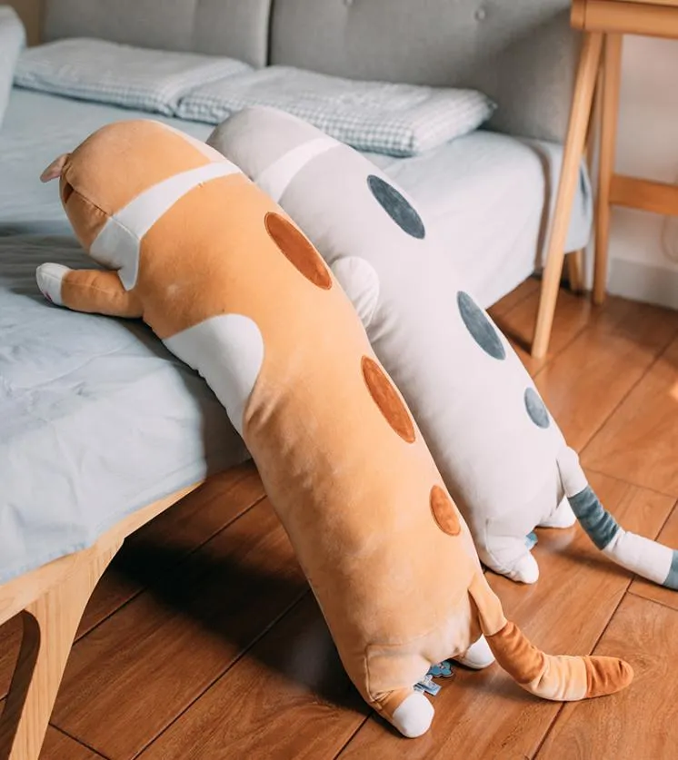 Kawaii karikatür kedi peluş oyuncak dev süper yumuşak yastık sevimli yavru kedi bebek kucaklama uzun uyku yastıkları kız hediyesi Deco dy508164908161