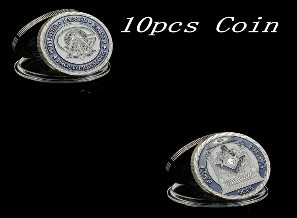 10st Mason Masonic Lodge Masonic Craft Symbols Token Silver Plated Collectible Coin Gift Creative4413951