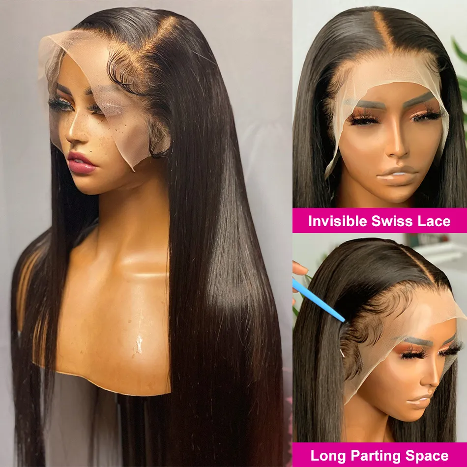 Straight full lace front wig pre-plucked 5x5 HD lace closure wig 13x6 lace front human hair wig 26 inches