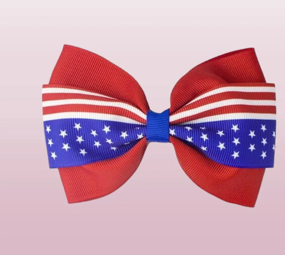 4 Zoll Haarzubehör 4. Juli Flagge Haarbögen für Mädchen mit Clips Red Royal White Hairbows Grosgrain Ribbon Sterne Stripe4886167