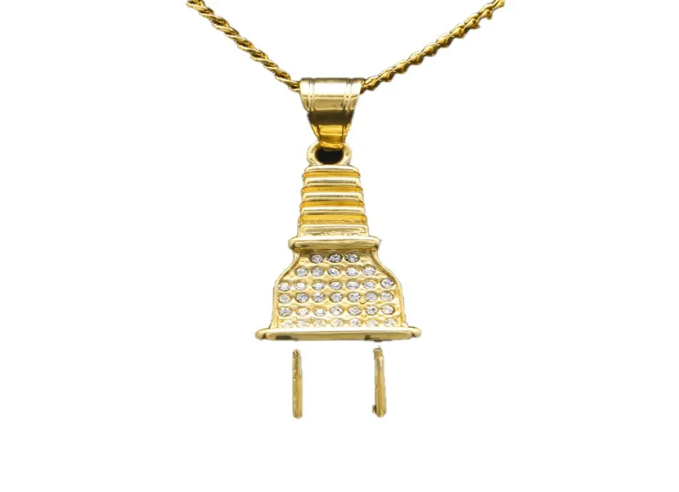 Neuankömmlinge Hip Hop Plug Anhänger Halskette 18K echte Goldfarbe für Männer Frauen HipHop Schmuck 8468368