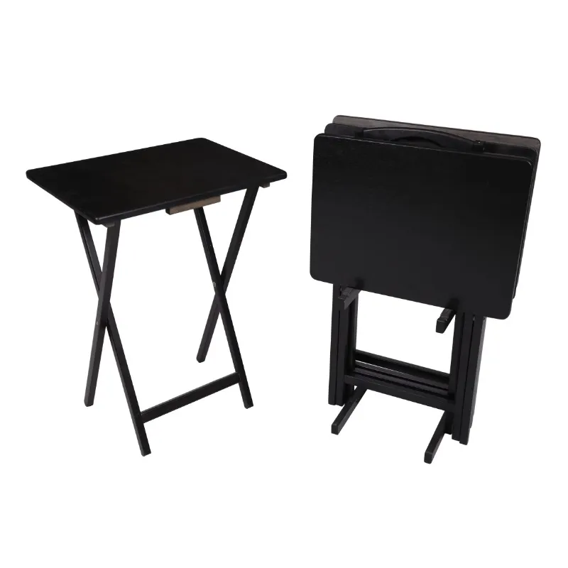 DHgate Mainstays 5 Piece Black Folding TV Tray Table Set with Rack Stand 19 x 15 x 26 Inches Home Garden