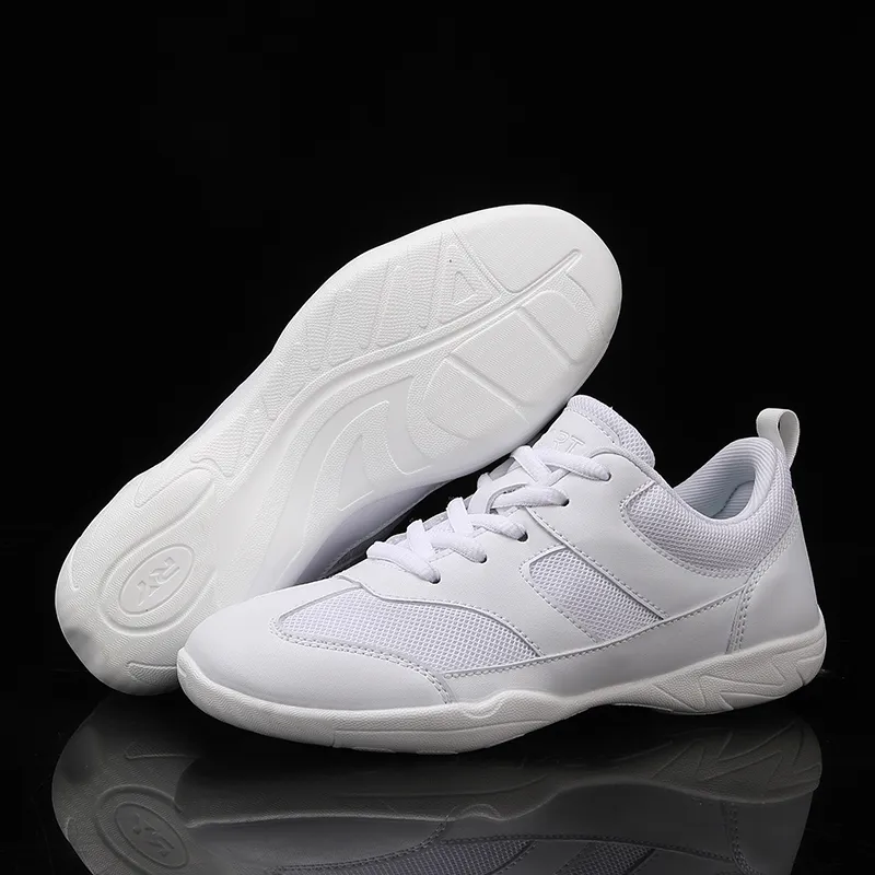 FUQIAO Girls Cheerleading Shoes - White Lightweight Competition Sneakers For Youth, Breathable Dance Gymnastics Shoes