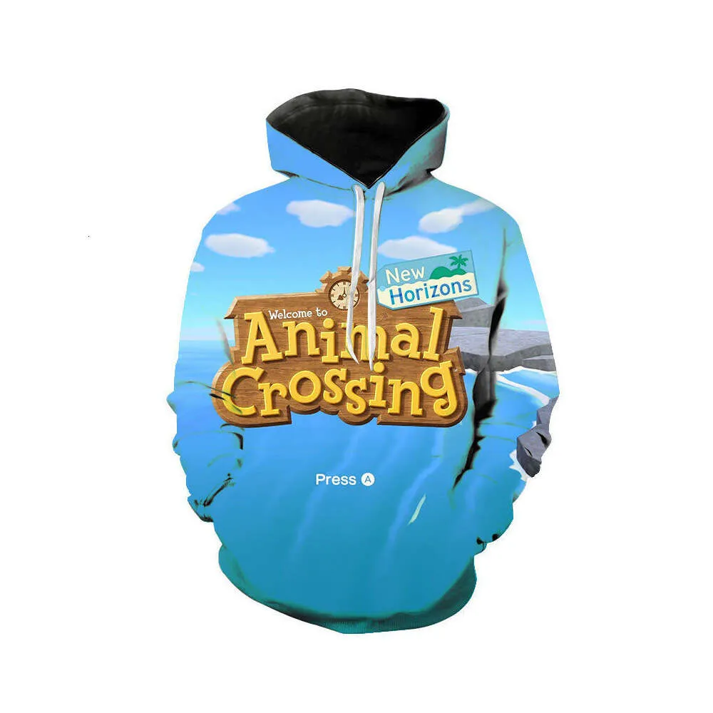 Sudaderas con capucha para hombres de diseñador rexiongans New Cos ha reunido la sudadera con la impresión digital del juego en 3D de Animal Crossing