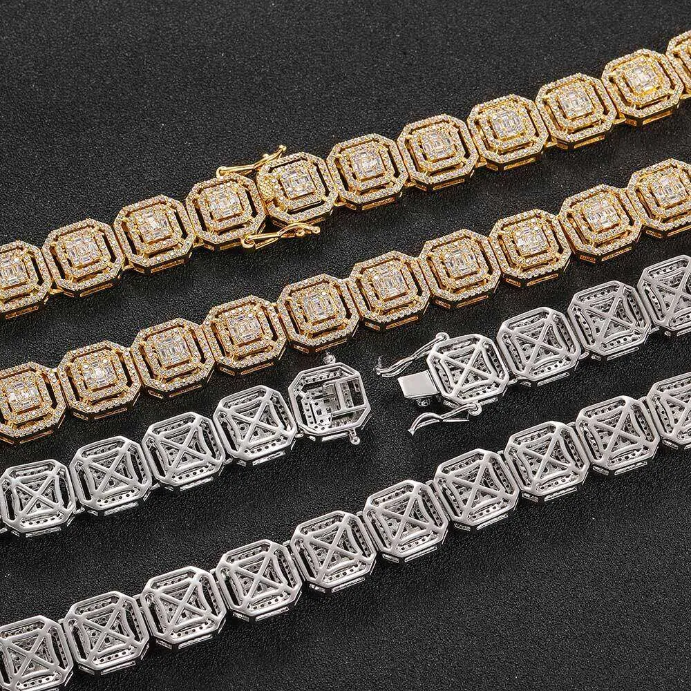 Fashion Sier Tennis Chain VVS personnalisé VVS Round Collier Moisanite avec des bijoux Hip Hop 13 mm