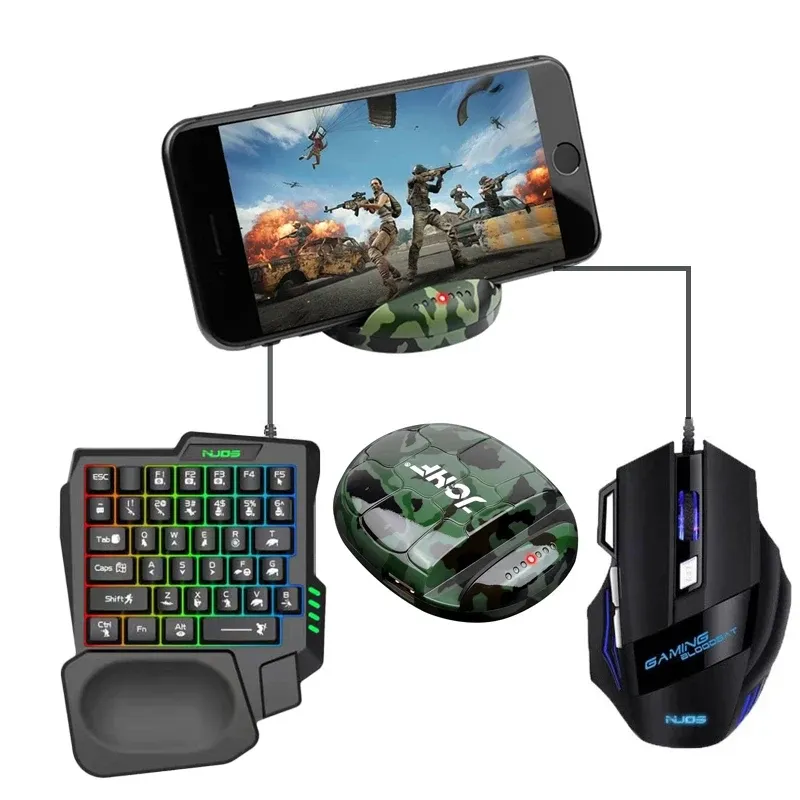 GamePads PUBG Mobile Controller Plug Gamepad et jouent Bluetooth Compatible 5.0 Convertisseur pour iOS Android Tablet Keyboard Mouse Adaptateur