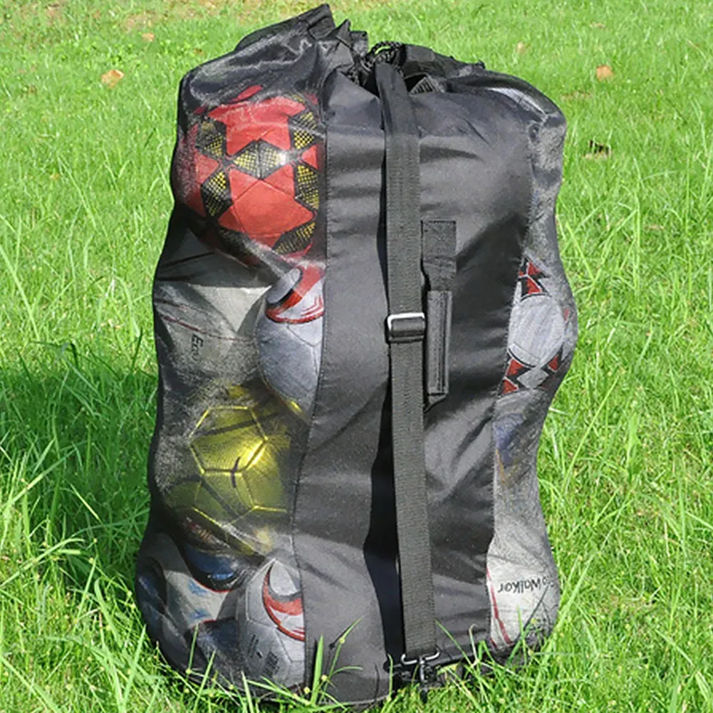 Football de football extérieur de football transportant un sac à billes extra large sac à billes imperméable sac de rangement de basket-ball net en maille sportive