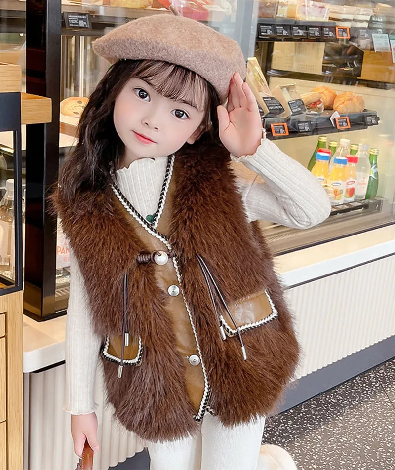 FOLOBE Kind Faux Fur Vest Kid Soft Gilet Meisjes, Gehakt, 140