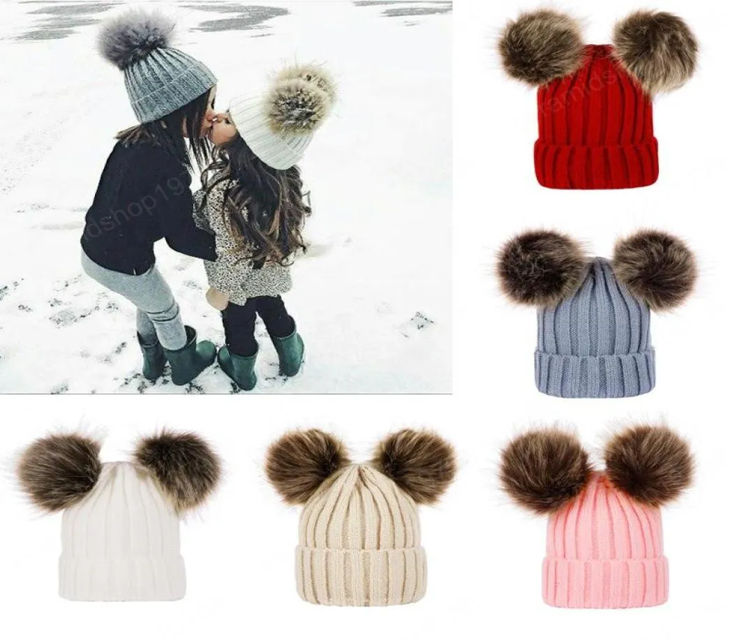 Enfants chapeaux en laine tricotés bébé hiver tricot en crochet massif