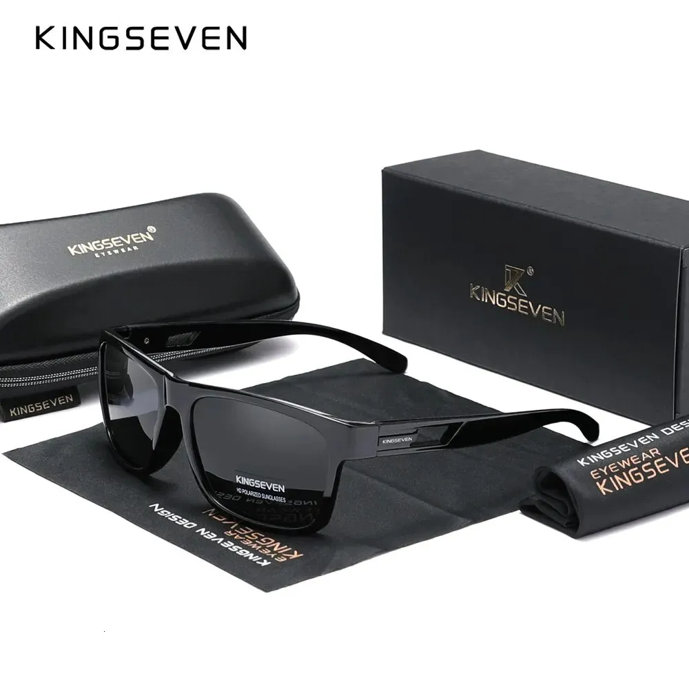 Подлинный Kingseven Brand Design Mens Glasses Поляризованные солнцезащитные очки Women Uv Lens Fashion Eyewear 240407