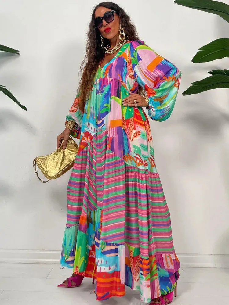 Afrikanska klänningar för kvinnor Vetement femme dashiki abaya tryck maxi klänning afrika kläder dashiki ankara klänningar 240407