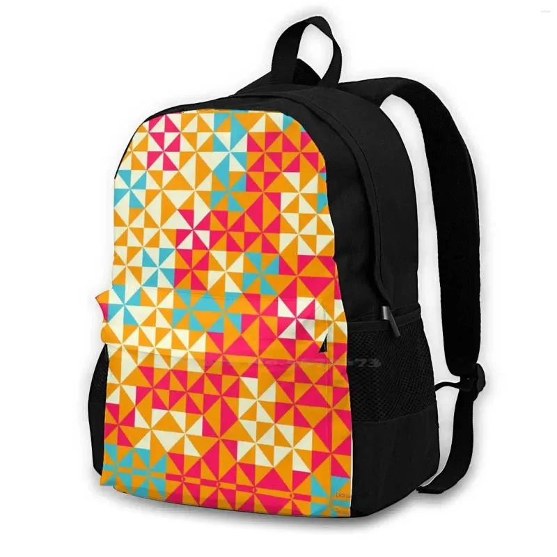 Backpack Mental Rise For Student School Laptop Travel Bag Mosaic Geometric Abstract Tile Art Squares E Diamond Stripes