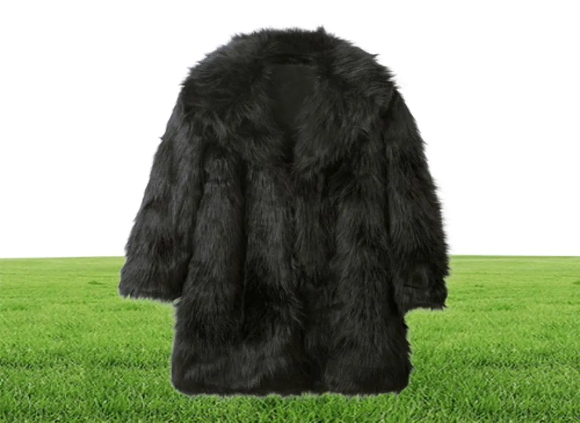 Mężczyźni ciepły zimowy płaszcz Wysokiej jakości Faux Fur Jackets Otwórz Otwarcie ściegu płaszcz homme 4428190