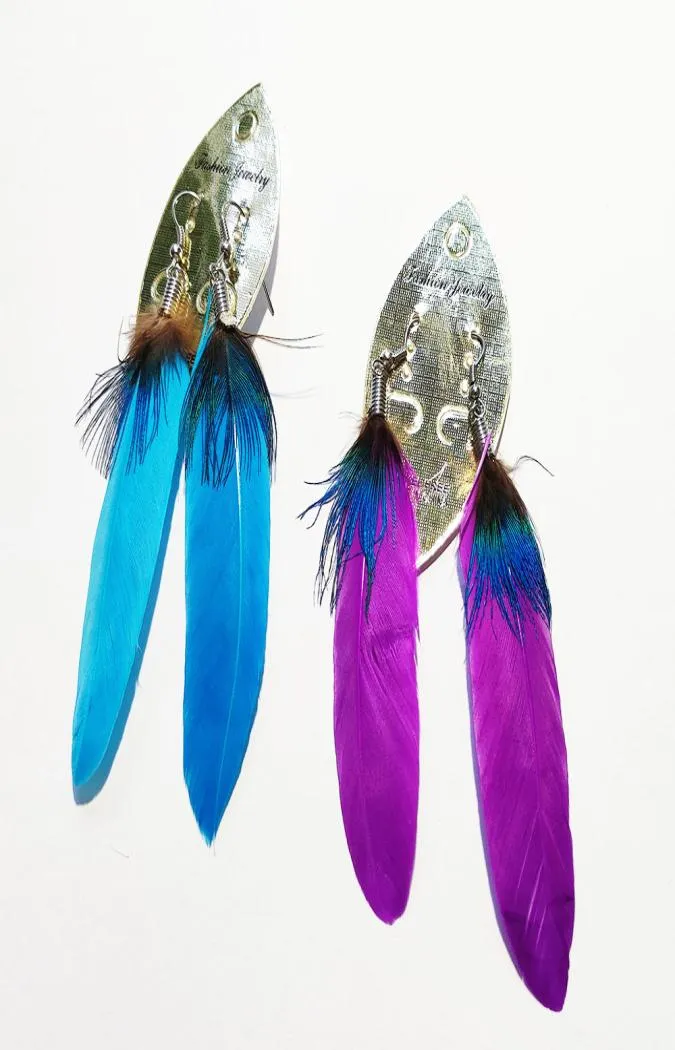 100 Pendientes de plumas bohemia de bohemia nuevos hechos a mano Mezcla Color 24 PCS en cualquier lugar4000972