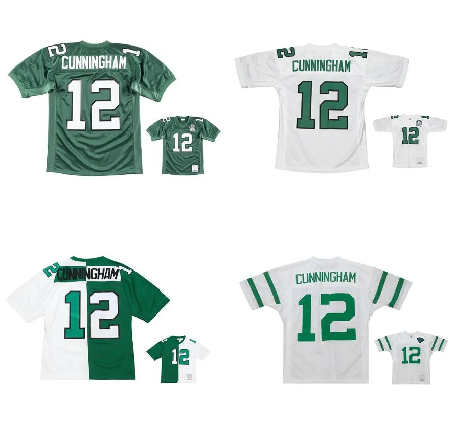 Zszyte koszulki piłkarskie 12 Randall Cunningham 1990 Mesh Legacy Emerytowane retro klasyki koszulki mężczyzn dla kobiet młodzież s-6xl