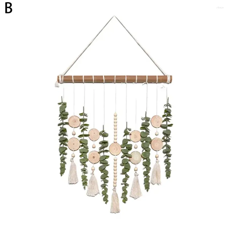 Figurines décoratives Ornement suspendu durable Mur Bohemian Eucalyptus avec perles en bois corde en coton Boho Room Kitchen Decor pour salle de bain