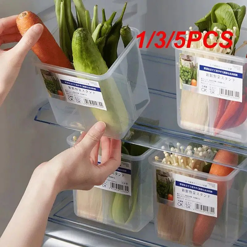 Storage Bottles 1/3/5PCS 4 Grids Transparent Food Box Portable Compartment Refrigerator Freezer Organizers Onion Ginger Clear