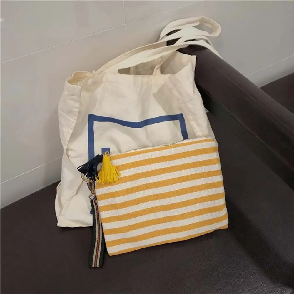 Bolsa de maquiagem de maquiagem de lona listrada Bolsa de sacola de banda de pendente de pendente de pendente de pendente bolsa de bolsa de bolsa cosmética bolsas para mujeres