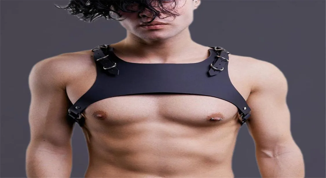 Qfurdream Harness Male Shoulder Belts Pastel Men Leather Belt Adjustable Metal Buckle Waist Body Bondage Toys for Man7509185