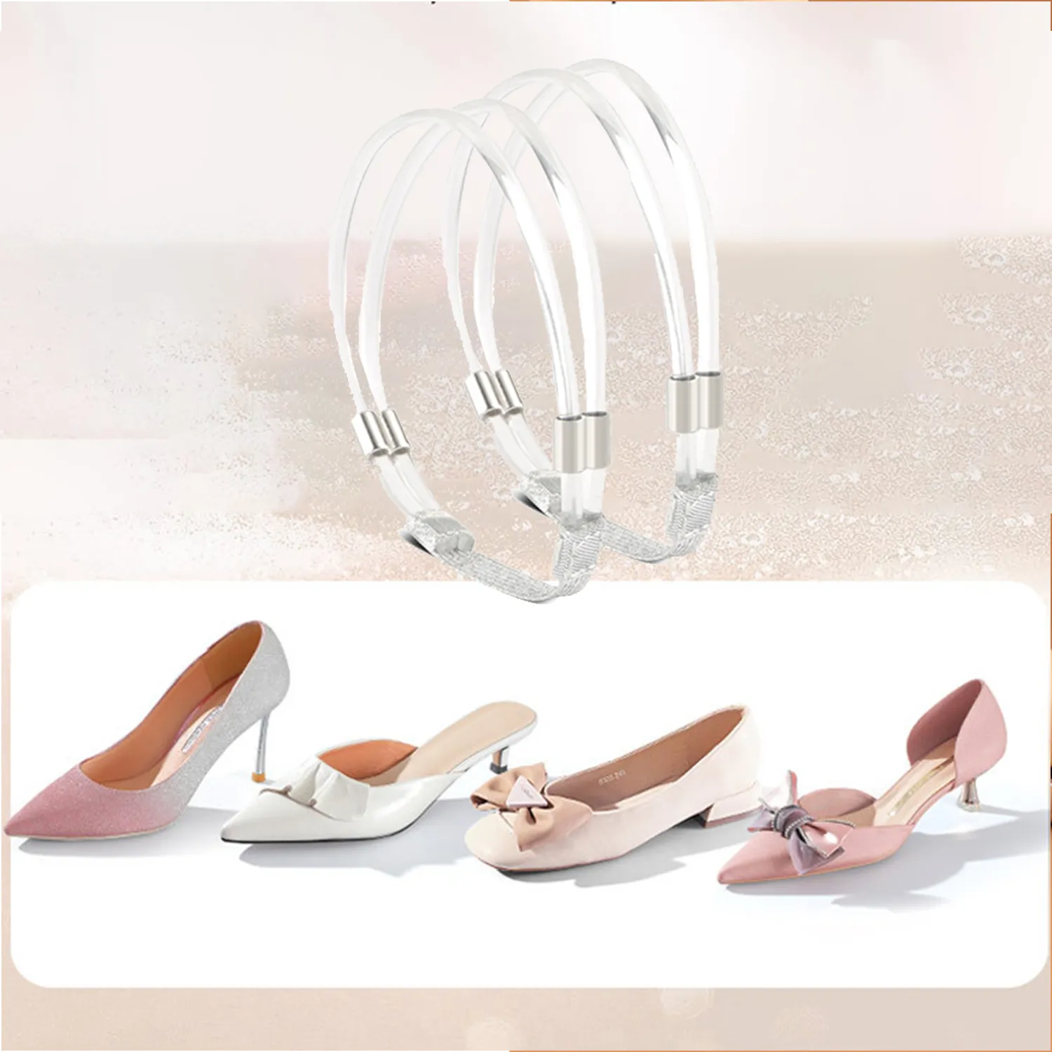 1 Pair Transparent High Heeled Shoelaces Women Anti-Slip Elastic Strap Shoelace Ankle Tie Strap Band For Locking High Heels