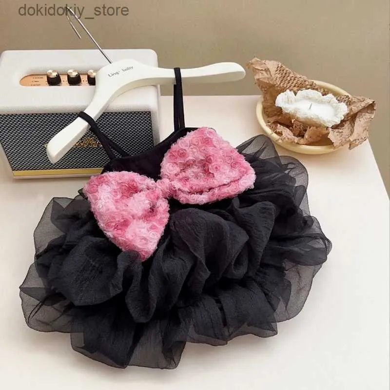 Ubrania dla psów kota i sukienka Summer róża róża kokardka sukienka bąbelkowa czarna sukienka księżniczka mała i średniej wielkości ubrania dla zwierząt l49